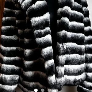 Karl Lagerfeld Black and Gray Teddy Jacket Send Me An Offer